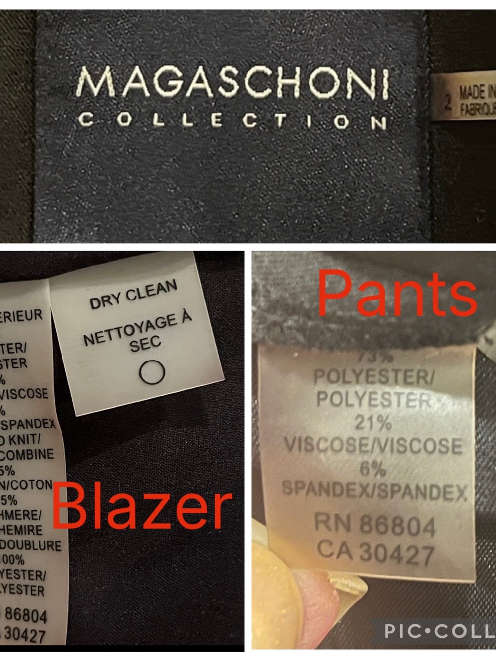Magaschoni Collection Pantsuit Black Peplum Blazer & Pants Tailored Size 2 Small - Picture 7 of 16